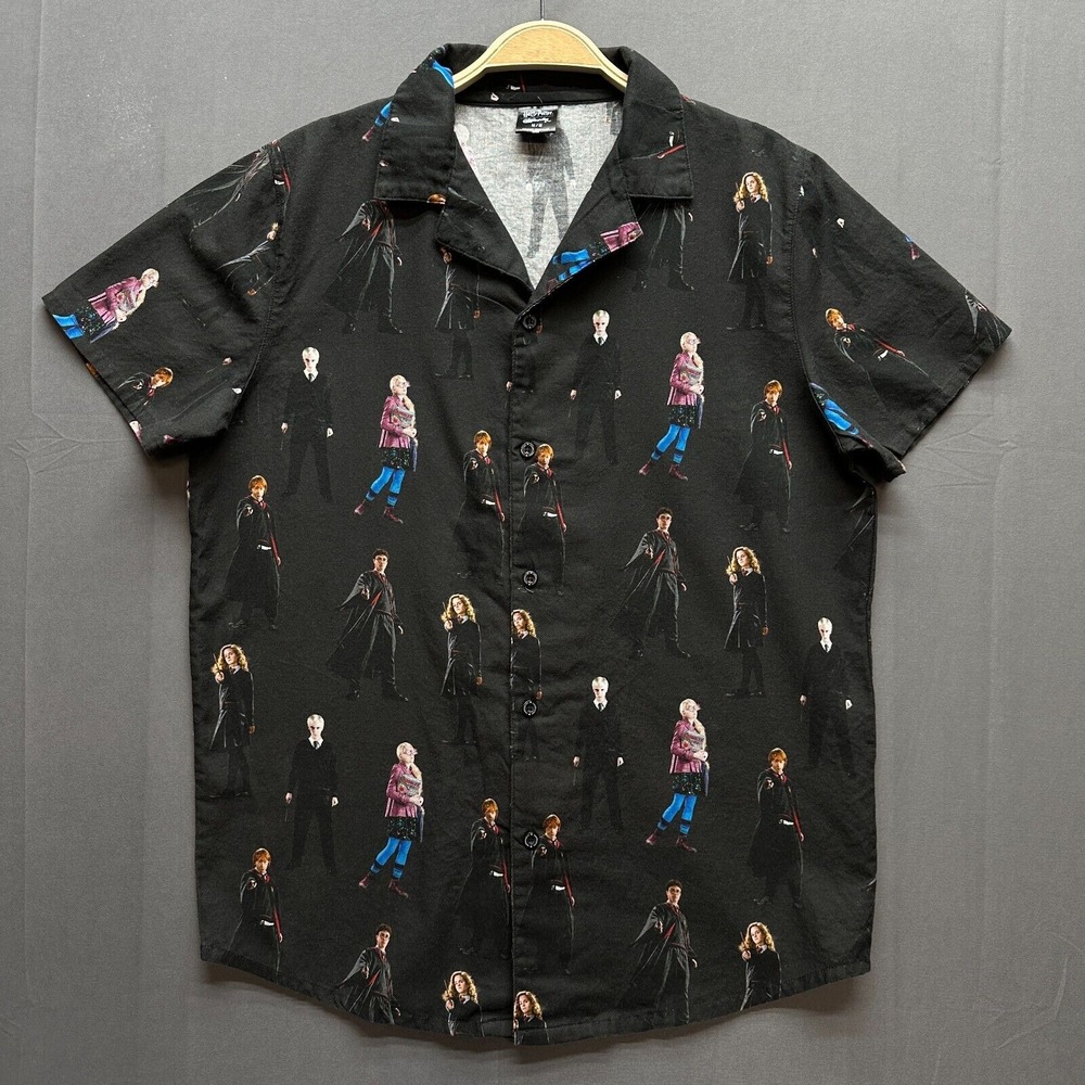 Cakeworthy‎ x Harry Potter Shirt Mens Medium Black Wizard Short Sleeve Button Up